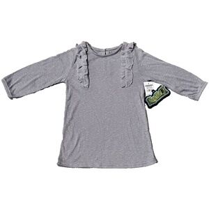Kapital K Toddler Girl's Ruffle A-Line Dress, Long Sleeve Keyhole Grey, Size 3